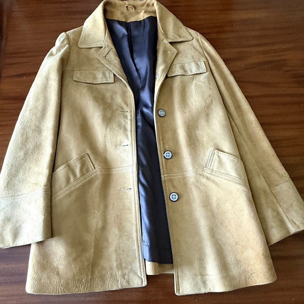 Vintage New England Sportswear Suede Leather Jacket Women's 10 Tan Coat F/W - Picture 6 of 10